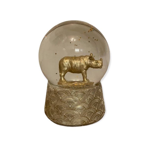 Snow Globe neushoorn goudkleurig
