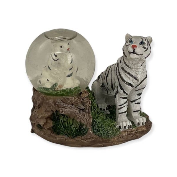 Decoratief Beeld Witte Tijger met Sneeuwbol