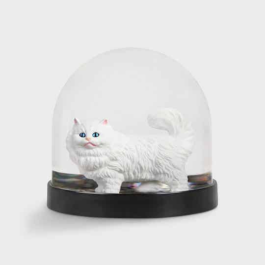 Sneeuwbol | Poes | Kat | Wit | &Klevering | Kunststof | Ø 8,5 x 8 cm
