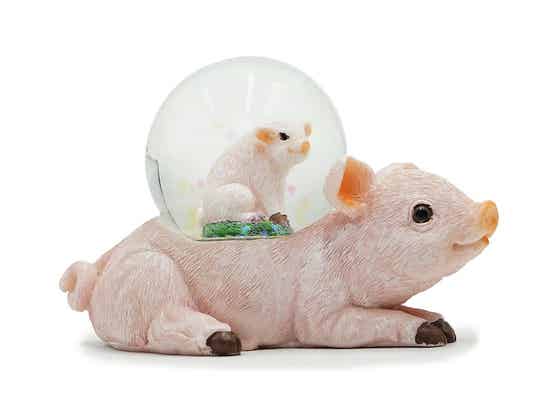 Betoverende Varken Sneeuwbol – Speelse Boerderijdieren Decoratie