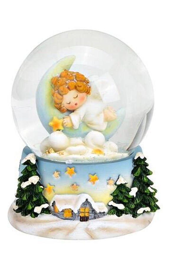Sneeuwbol | Kerstmis | Engel | Maan | Gebr. Wurm | Glas | 7x7x9cm