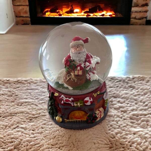 Sneeuwbol | Kerstman | Schoorsteen | Cadeaus | Glas | 6,5x6,5x9cm