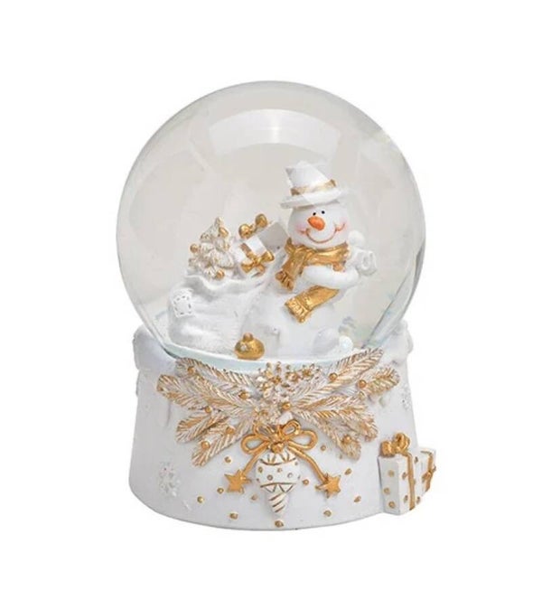 Sneeuwbol sneeuwpop met grote zak kerstcadeaus