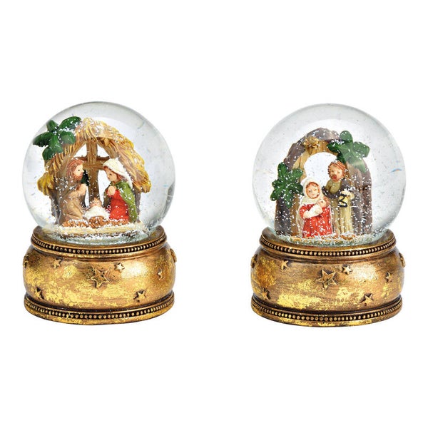 Sneeuwbol | Kerstmis | Kerststal | Jozef | Maria | Jezus | 6x6x9cm