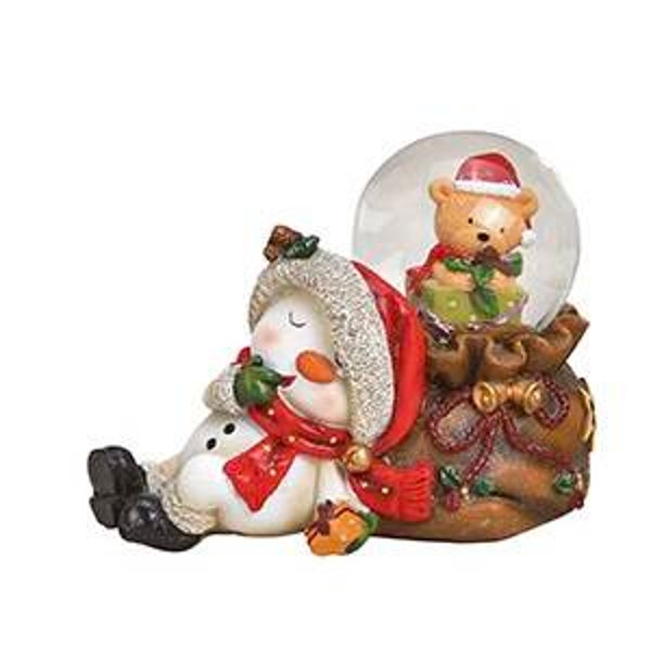 Sneeuwpop Beeld met Sneeuwbol met Beertje