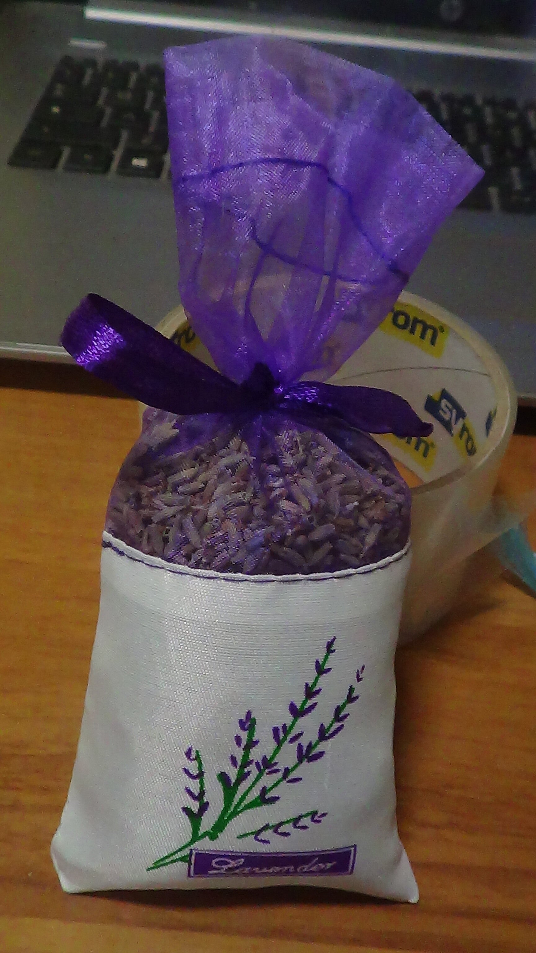 sacchetto organza stampato 7x12 cm con circa 20 gr di fiore di lavanda