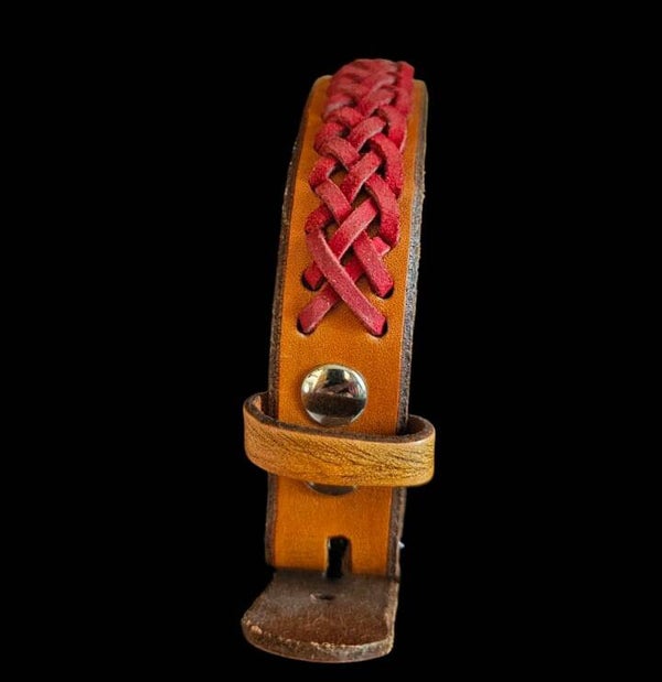 HUNDEHALSBAND, rote Flechtung (MHH28)
