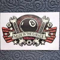 Made in the Garage, US-Car, Sticker, Autoaufkleber bunt