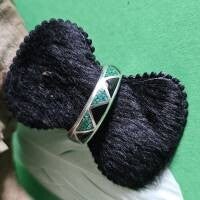 Chip Inlay Ring – Original Navajo aus Arizona, 925 Sterling, Malachit/Onyx, Indianerschmuck, Wedding-Ring