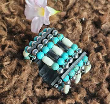 Hairpipe-Armband, 5-reihig, Leder, (ChA 25)