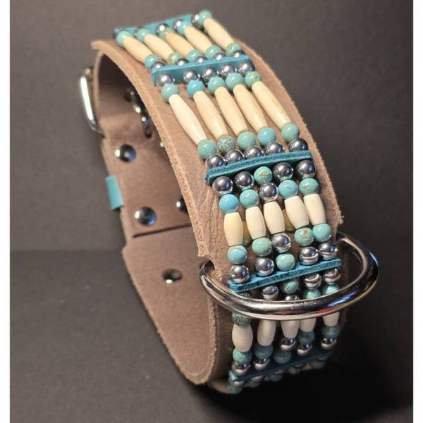 Hundehalsband, Büffelleder, 6 cm breit, ab 45 cm Halsumfang (HH40 A)