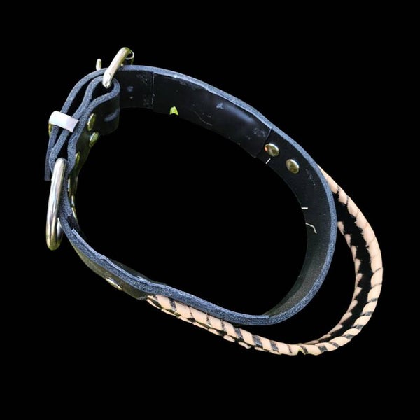 Hundehalsband, schwarz, für große Hunde, Maßanfertigung, mit Handgriff (HH60)