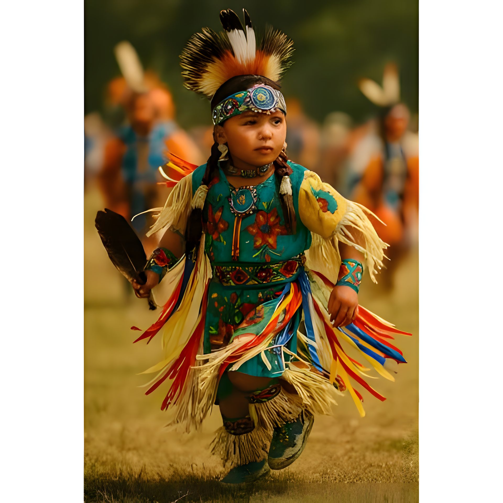 Powwow-Tanz eines Kindes in voller Pracht