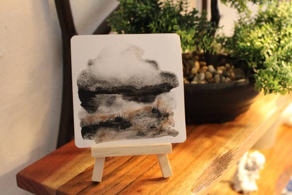 Mini Aquarell Bild 10x10 cm, Schwarz Umbra, Unikat