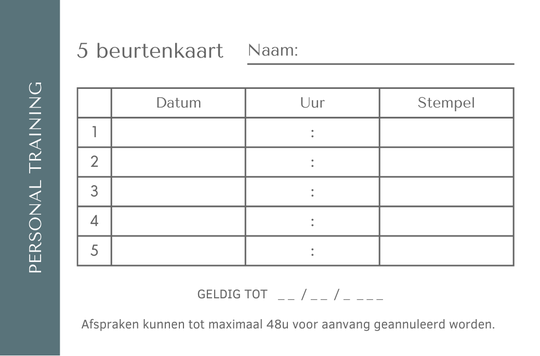 Beurtenkaarten - Personal/Ruitervitaal training