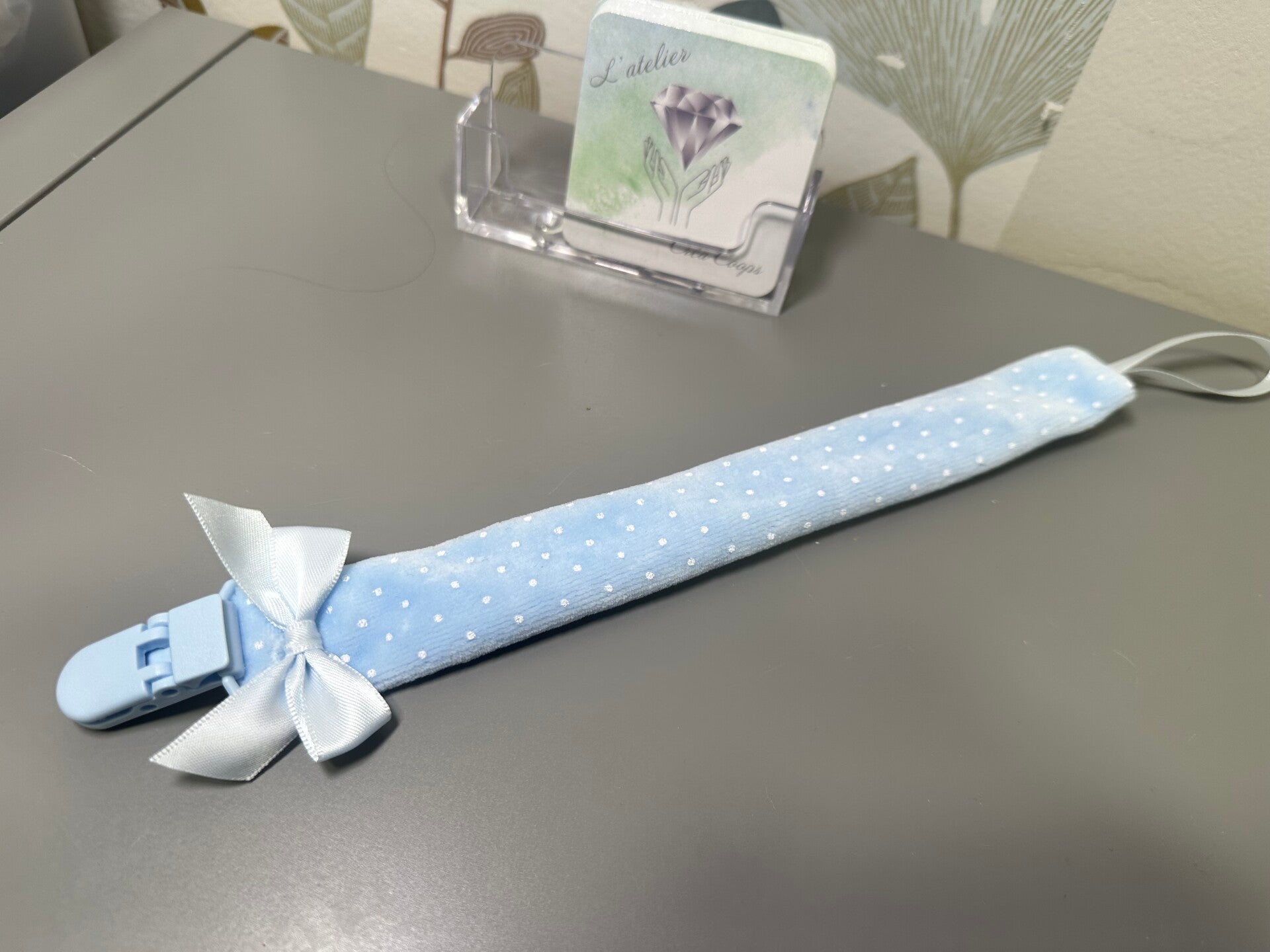 Attache Tétine Personnalisée Bleu Douceur
