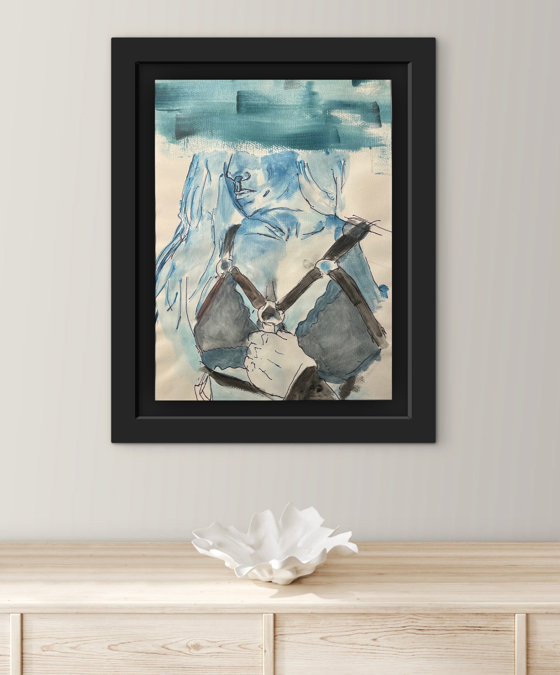 Feeling Blue - Watercolor Painting 15.5 x 11.5 in