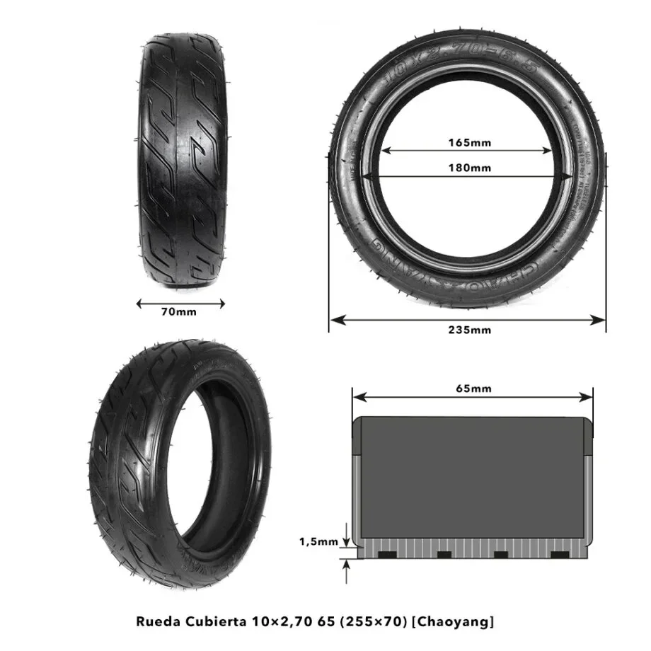Rueda Cubierta 10×2,70 6,5 (255×70)