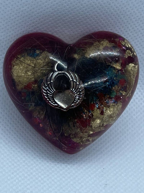 Memory heart met haartjes en bedel