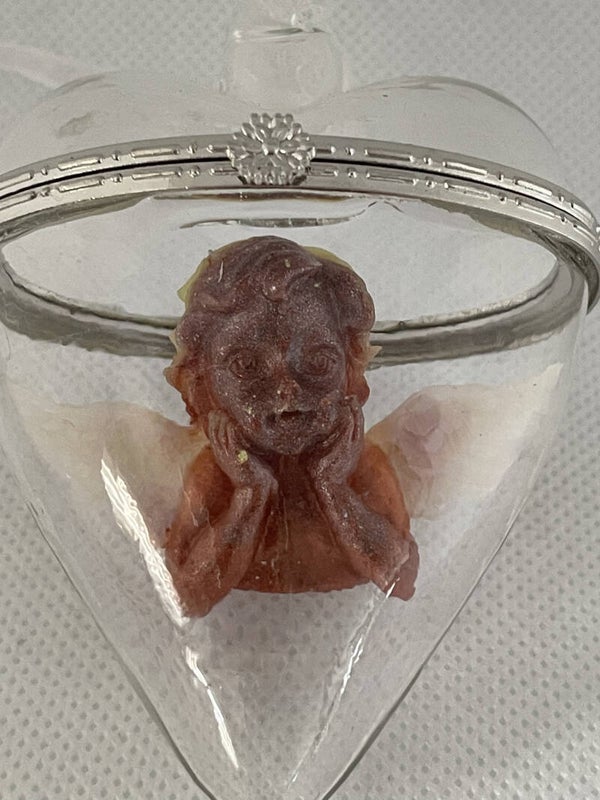 Glazen hart hanger met engel