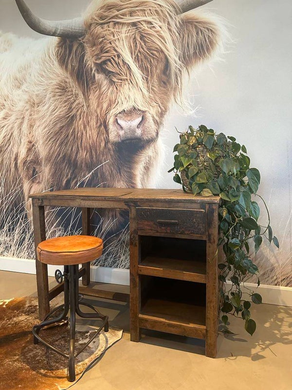 Landelijke houten bureau - 105x60x77 (lxbxh)