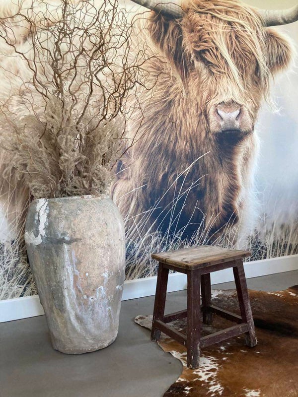 Brocante houten kruk - 35x35x40 cm