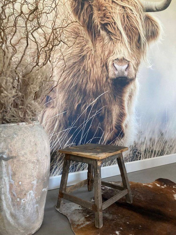 Brocante houten kruk - 45x45x45 cm