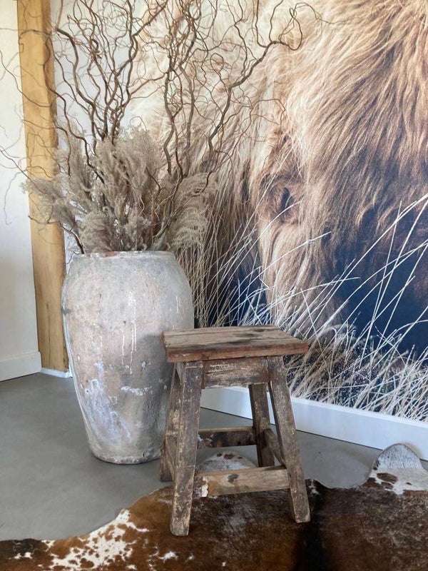 Brocante houten kruk - 35x35x45 cm
