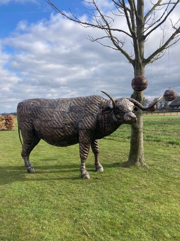 Levensgrote buffel gemaakt van gerecycled staal