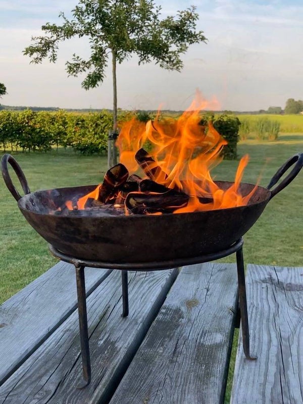 Kadai/vuurschaal op standaard - doorsnede 35 cm
