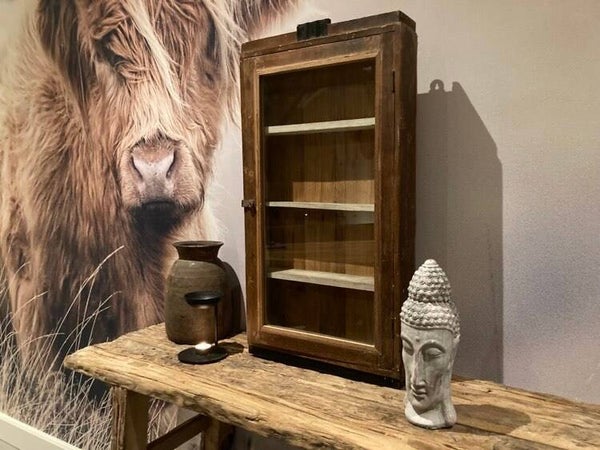 Houten vitrinekast/wandkast - 77x41x10 cm