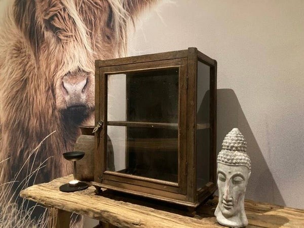 Houten vitrinekast/wandkast - 55x44x24 cm
