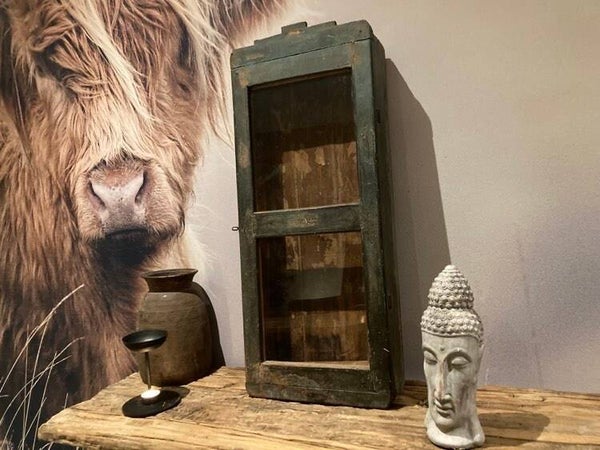 Houten vitrinekast/wandkast - 79x33x11 cm