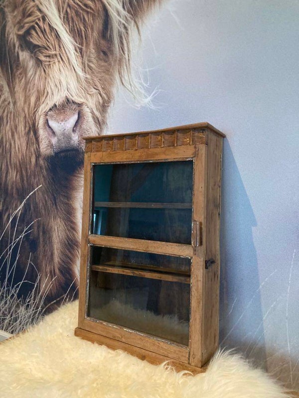 Houten vitrinekast/wandkast  - 77x50x14 cm