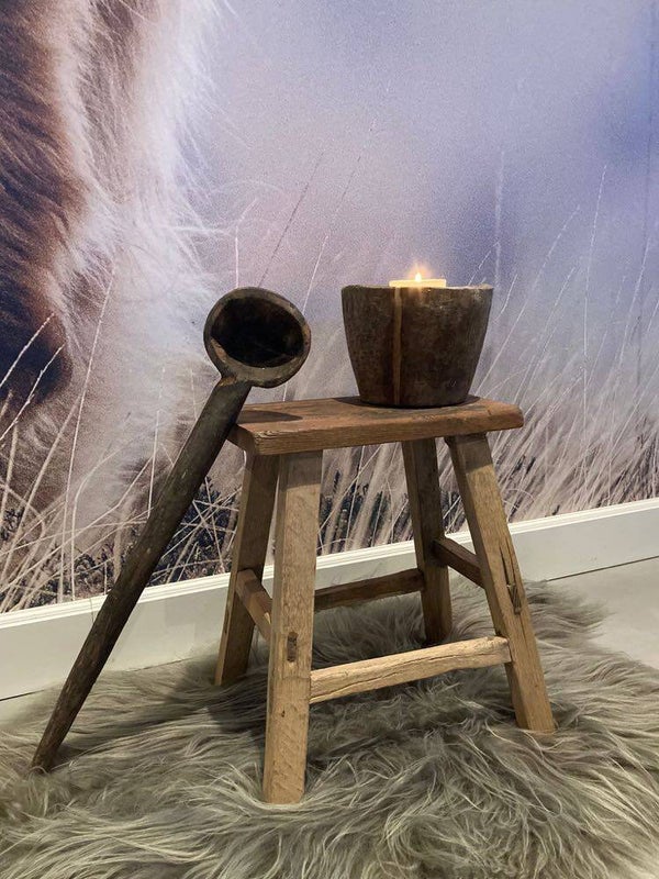 Chinese houten kruk - 43x38 cm