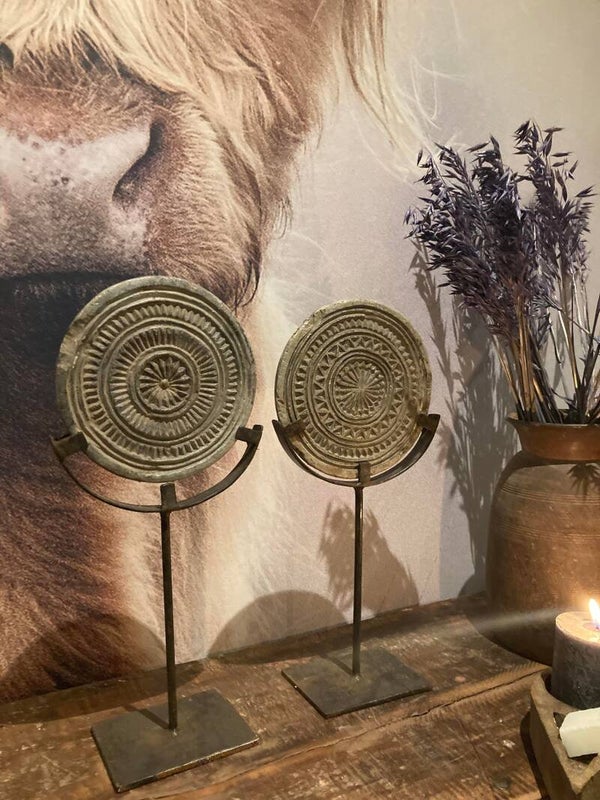 Stenen mandala schijf op standaard - 40 cm