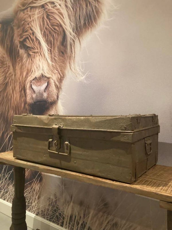 Metalen vintage kist - 74x39x26 cm
