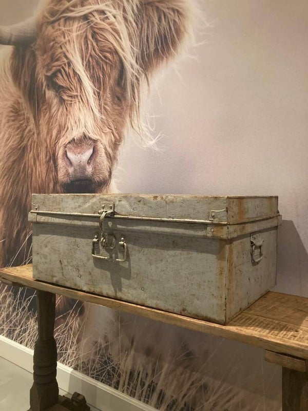 Metalen vintage kist - 73x42x30 cm