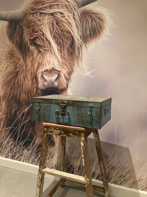 Metalen vintage kist - 60x35x20 cm