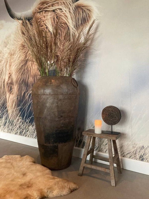 Landelijke metalen vaas - 105 cm hoog