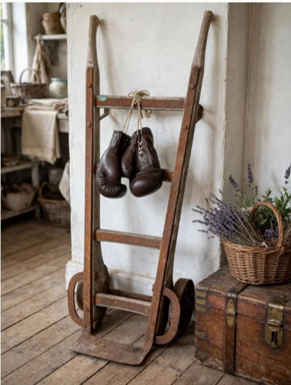 Brocante Oude Houten Steekwagen uit Zwitserland, ca. 1900
