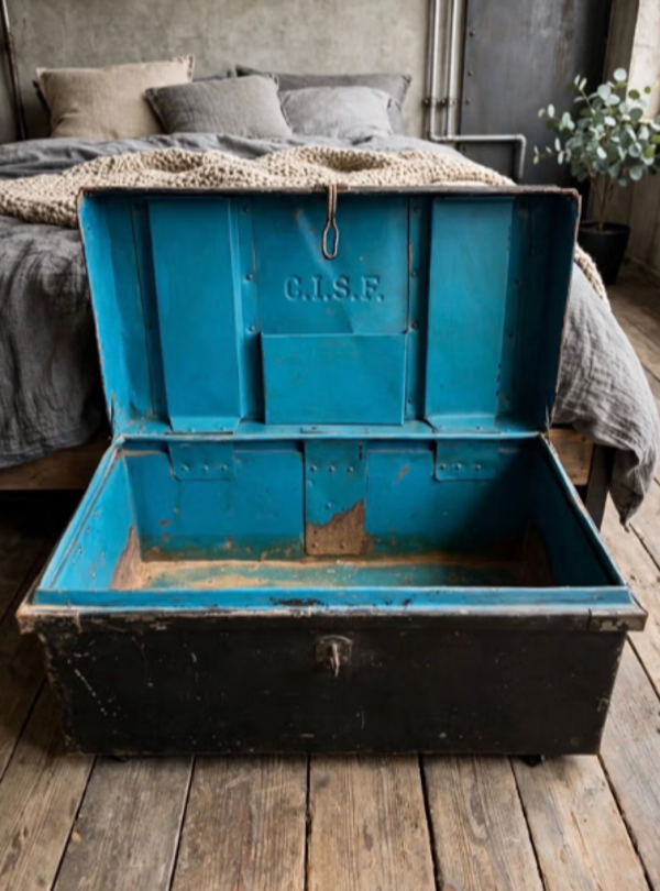 Oude metalen hutkoffer uit India