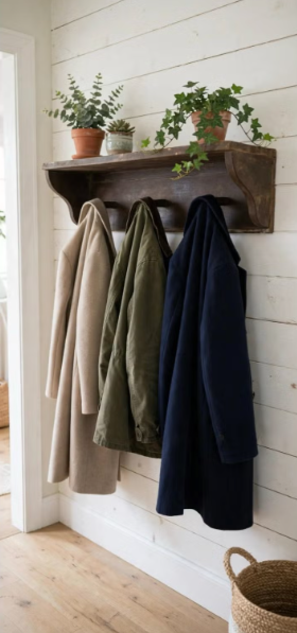 Stoere oude Indiase houten wandkapstokken