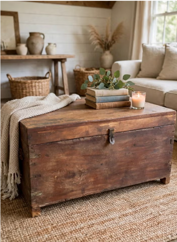 Sobere Indiaanse Houten Kist - 76x49x40 cm