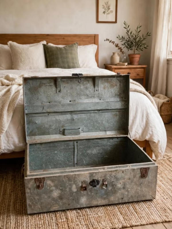 Metalen hutkoffer uit India - Vintage opbergkist