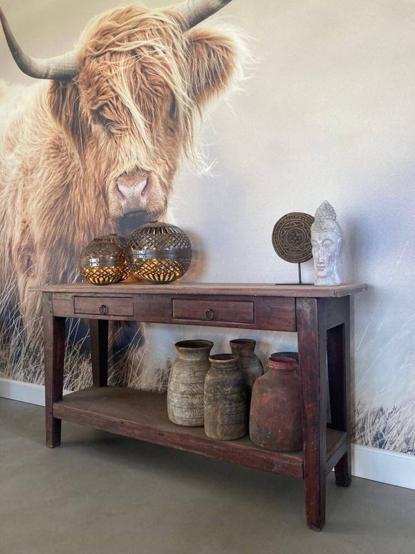 Houten sidetable/wijntafel - 150x40x78 cm