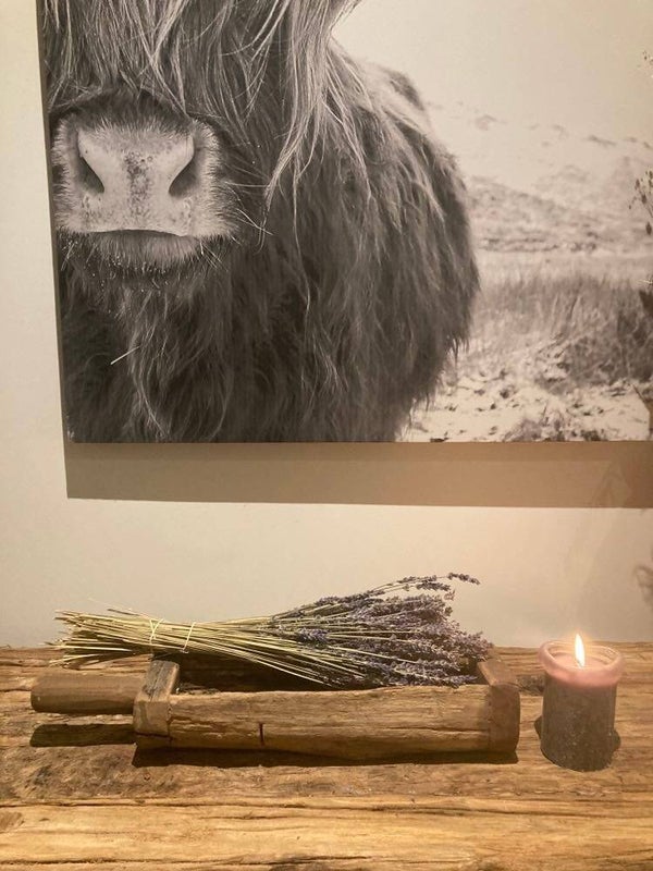 Houten trog met handvat - 48x11x9 cm