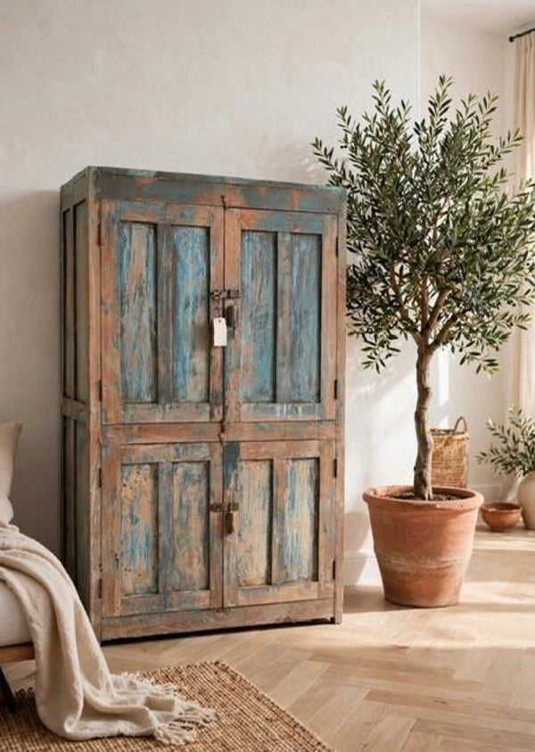 Authentieke oude kast uit India – blauw