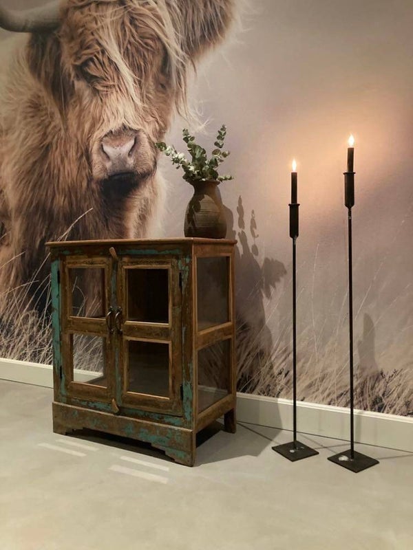 Houten vitrinekast met glas - 70x35x80 cm