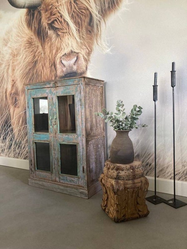 Houten vitrinekast met glas - 70x35x100 cm